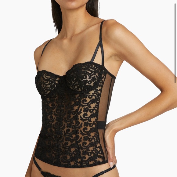 Kiki De Montparnasse Black Lace Lola Bustier Top - Picture 2 of 4